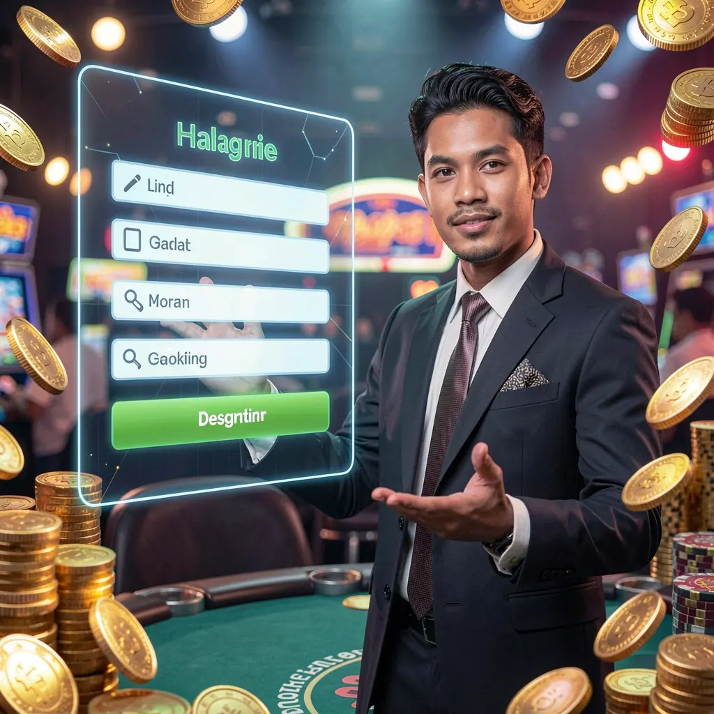 Stylish Malaysian live casino dealer welcoming players to the 96CUCI login experience with glowing lights and floating coins